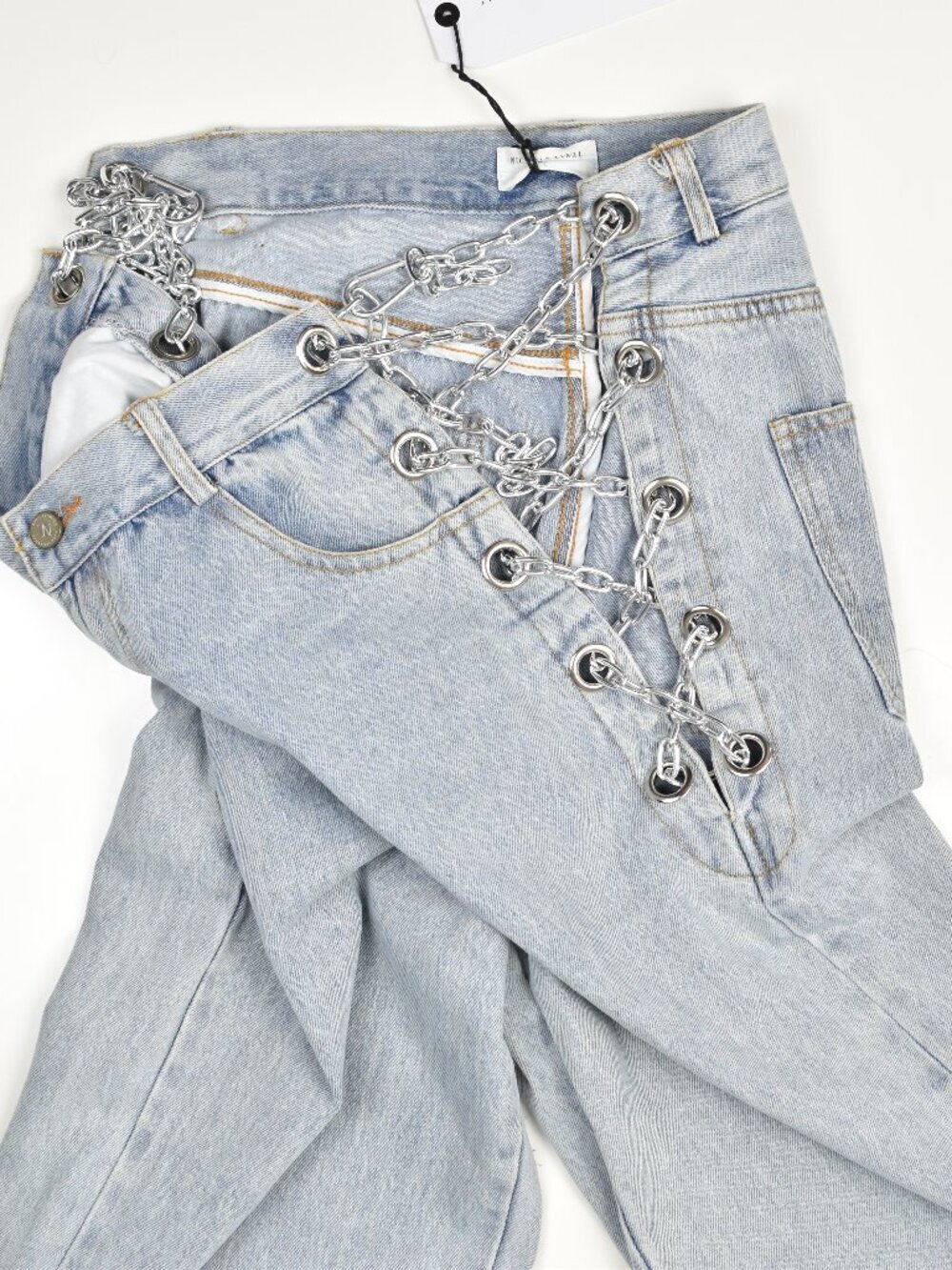 Nichole Lynel Chain Embellished High Rise Jeans NEW - L - Picture 7 of 9